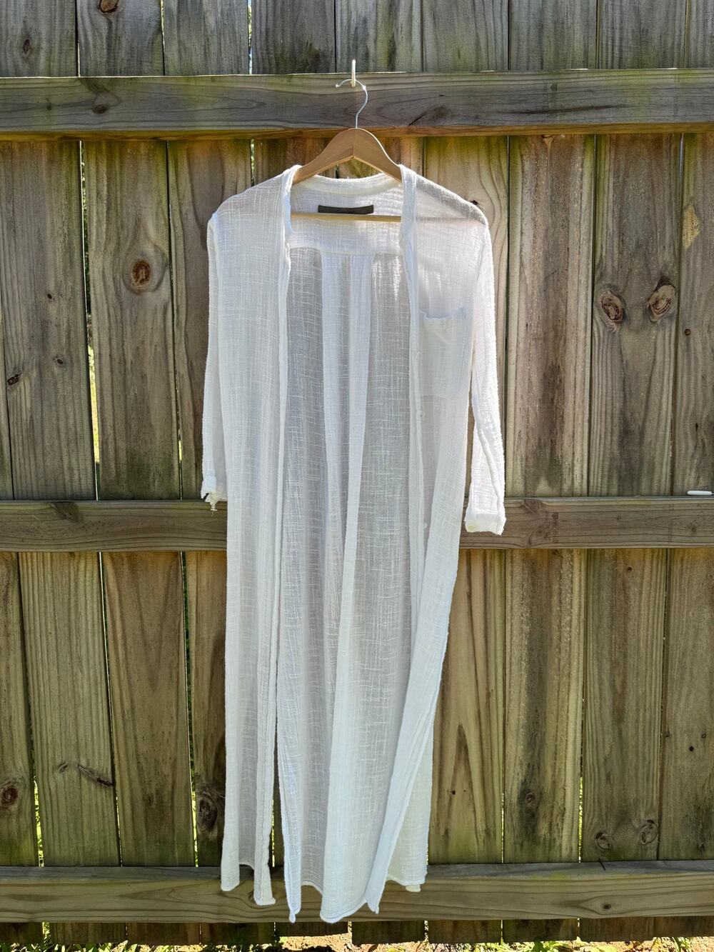 Enyce Sheer Cotton Gauze Duster White Coastal Resort Layer